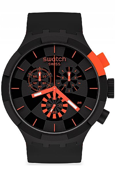 SWATCH Checkpoint Red Black Rubber Chronograph SB02B402