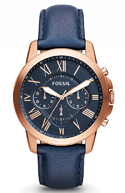 FOSSIL Grant Blue Leather Chronograph FS4835IE
