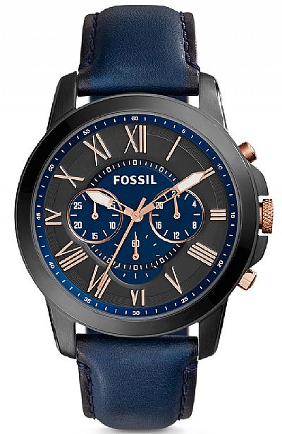FOSSIL Grant Blue Leather Chronograph FS5061