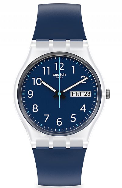 SWATCH Rinse Repeat Navy Blue Rubber Strap GE725
