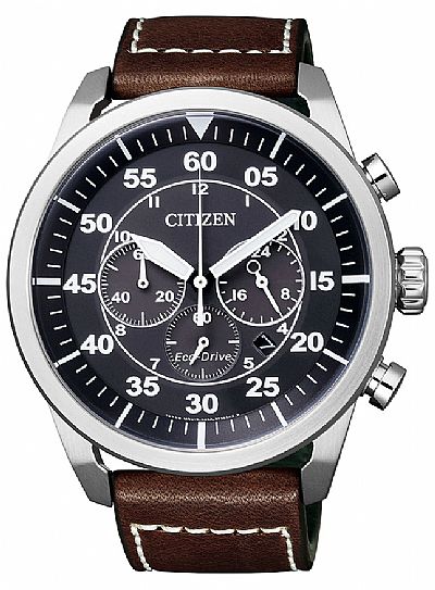 CITIZEN Eco-Drive Brown Leather Chronograph