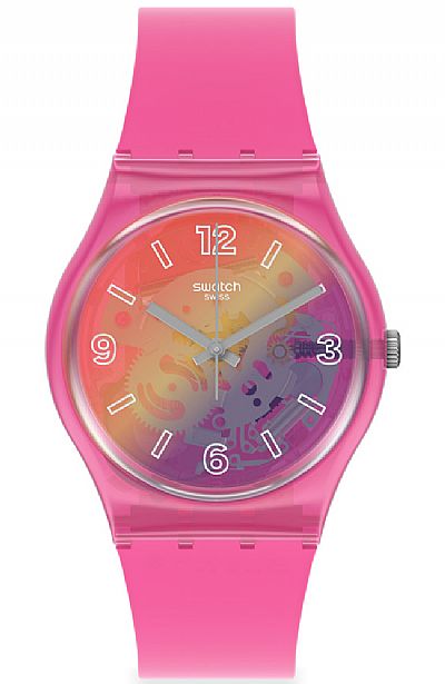 SWATCH Orange Disco Fever Pink Rubber Strap GP174