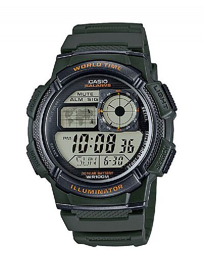 CASIO Digital Red Rubber AE-1000W-3AVEF