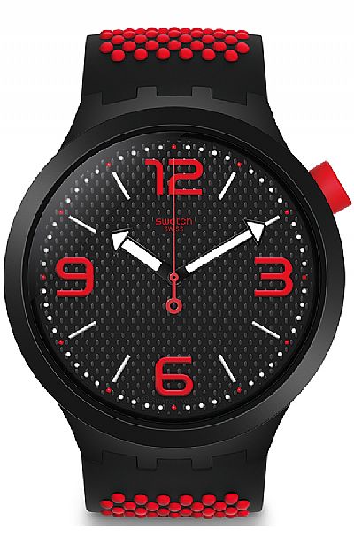 SWATCH BBBLOOD Black Red Rubber Strap SO27B102