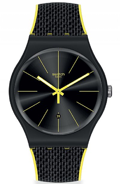 SWATCH Black Cord Black Rubber Strap SUOB406