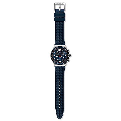 SWATCH Blue Grid Blue Rubber Chronograph YVS454