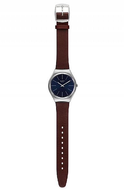 SWATCH Skinoutono Brown Leather Strap.SYXS106C