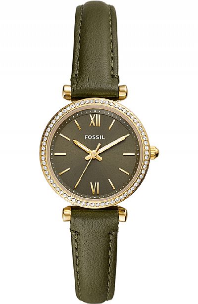 FOSSIL Carlie Crystals Green Leather Strap ES5113
