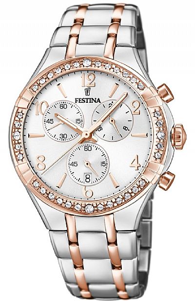 FESTINA Ladies Chrono Steel With Crystals F20394/1