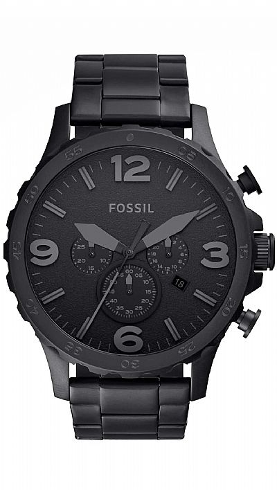 FOSSIL Nate Black Stainless Steel Chronograph JR1401