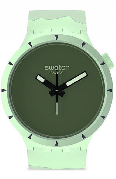 SWATCH Lost In The Forest Green Rubber Strap SB03G100