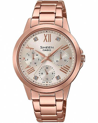  CASIO Sheen Crystals Rose Gold Stainless Steel Bracelet  SHE-3516PG-9AUEF