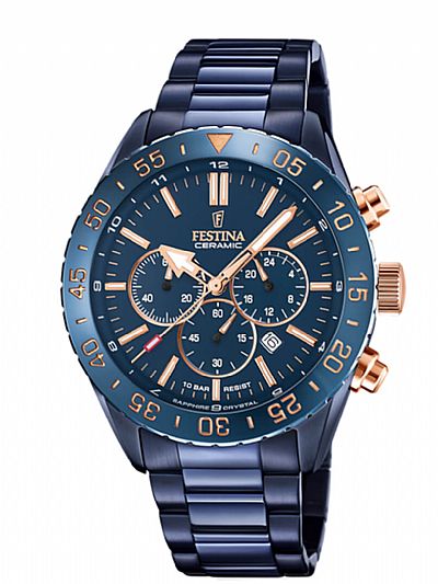 FESTINA Chronograph Blue Stainless Steel Bracelet F20576/1