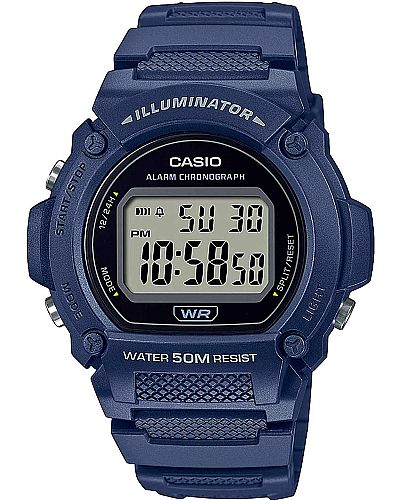 CASIO Collection Blue Rubber Strap W-219H-2AVEF