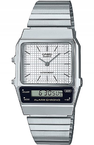 CASIO Vintage AnaDigi Silver Stainless Steel Bracelet AQ-800E-7AEF