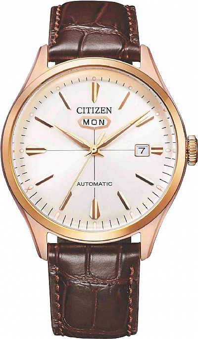 CITIZEN Automatic Day-date brown leather NH8393-05A 