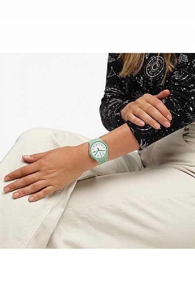 SWATCH Meet Me At The Myrtl Green Rubber Strap SUOG712
