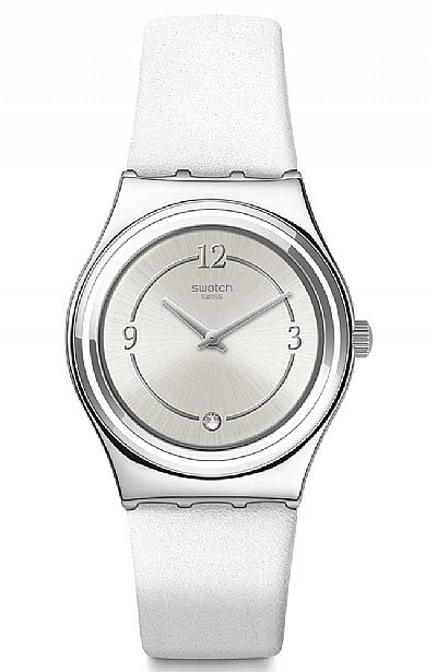 SWATCH Madame Blanchette White Leather Strap YLS213