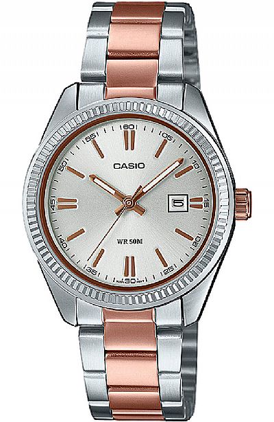 CASIO Collection Two Tone Stainless Steel Bracelet LTP-1302PRG-7AVEF