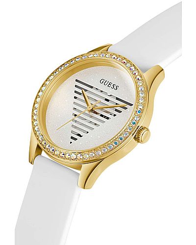 GUESS Lady Idol Crystals White Rubber Strap GW0530L6