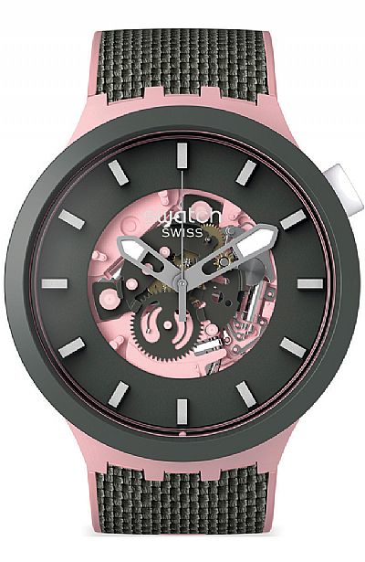 SWATCH Misty Cliffs Two Tone Fabric and Rubber Strap SB05P100