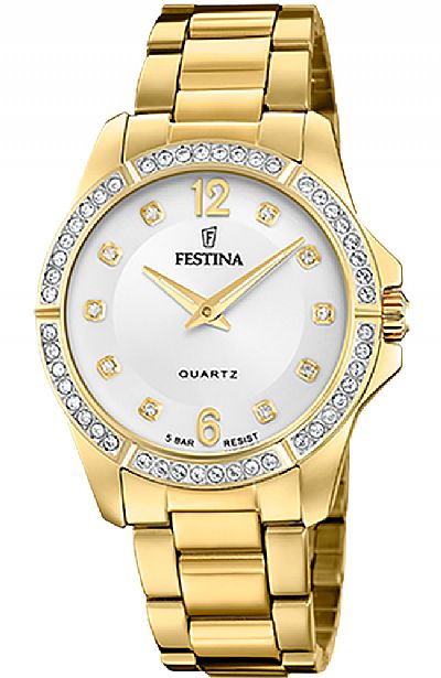 FESTINA Crystals Gold Stainless Steel Bracelet F20596/1