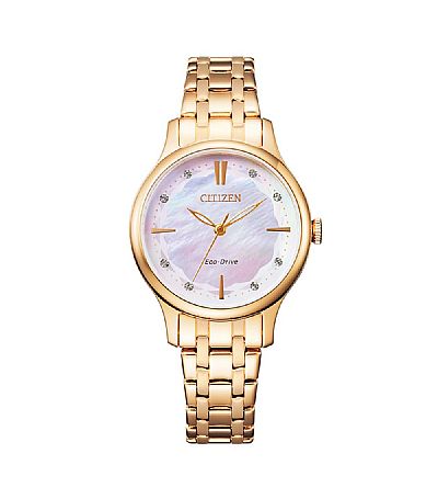 CITIZEN Eco-Drive Crystals Rose Gold Stainless Steel Bracelet EM0893-87Y