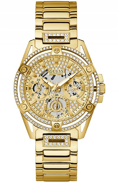 GUESS Queen Crystals Gold Stainless Steel Multifunction GW0464L2
