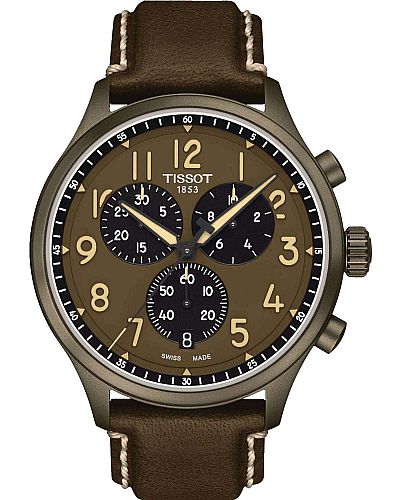 TISSOT T-Sport Chrono XL Khaki Leather Chronograph T116.617.36.092.00