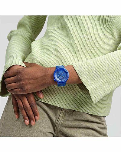 SWATCH BIG BOLD COLORS OF JOY BLUE BIOSOURCED BRACELET SB05N116