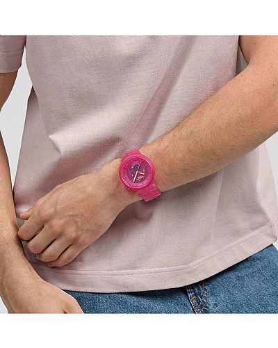 SWATCH Big Bold Colors Of Joy Pink Biosourced Bracelet SB05P102