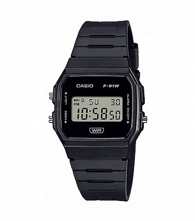 CASIO Collection Chronograph Black Bio-Resin Strap   F-91WB-1AEF