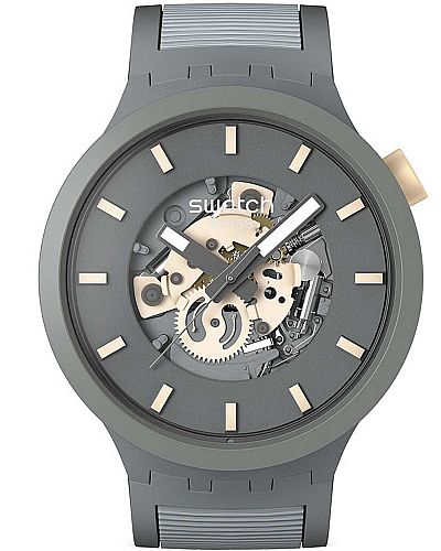 SWATCH Essentials Thru The Horizon Grey Silicone Strap SB05M102