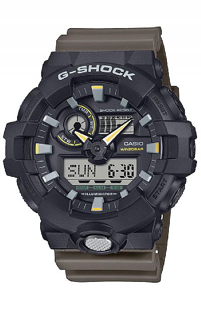  CASIO G-Shock AnaDigi Brown Rubber Strap  GA-710TU-1A3ER