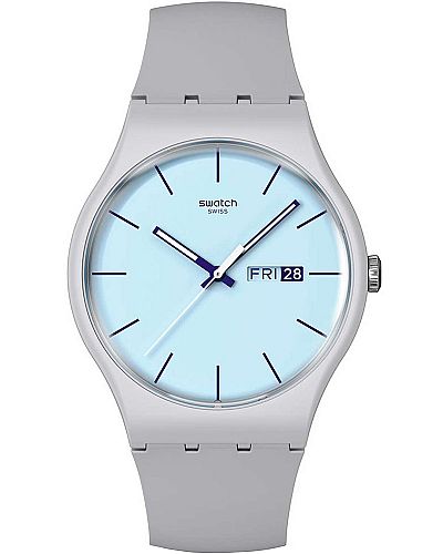 SWATCH  Blueberry Sky Grey Silicone Strap  SO29M702