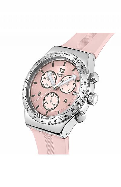  SWATCH Poppingly Pink Rubber Chronograph YVS532