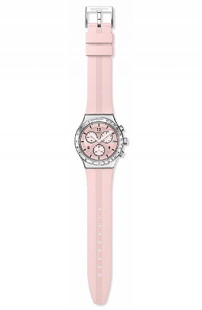  SWATCH Poppingly Pink Rubber Chronograph YVS532