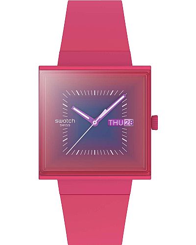 SWATCH Squarely Berry Rubber Strap  SO34R700