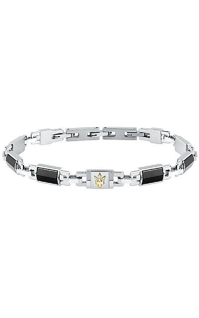 MASERATI CERAMIC JM425ATZ69 Βραχιόλι Δίχρωμο Με Χρυσή Τρίαινα