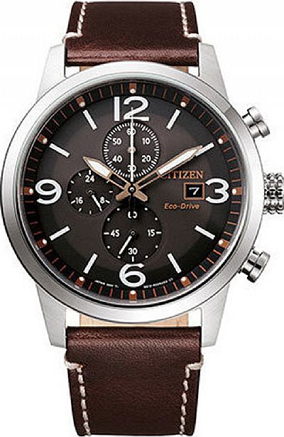 CITIZEN Eco-Drive Brown Leather Chronograph CA0740-14H