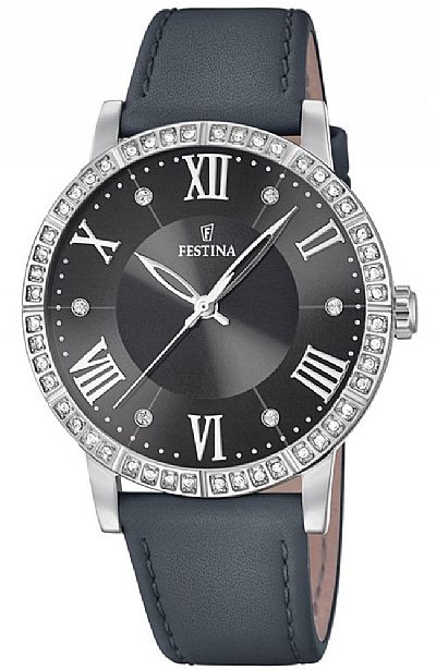 FESTINA Crystals Grey Leather Strap F20412/4